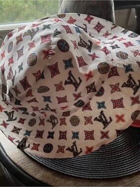 Louis Vuitton White Bucket Hat with Multicolor Monogram
